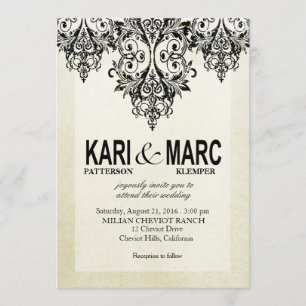 Invitation Mariage noir et blanc de Flourish de parties
