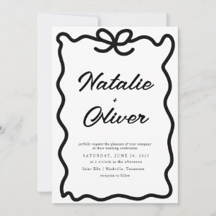 Invitation Mariage noir et blanc de la bordure dessinée à la
