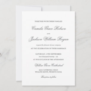 Invitation Mariage Noir et Blanc de l'Argent Ancien Intempore