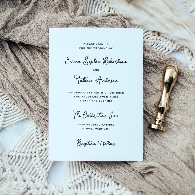 Invitation Mariage noir et blanc doux et blanc simple (A simple and stylish wedding invitation)
