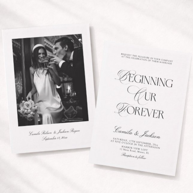 Invitation Mariage Noir et Blanc Élégant à l'Ancienne (Créateur téléchargé)