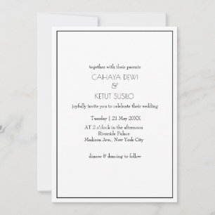 Invitation Mariage noir et blanc minimaliste