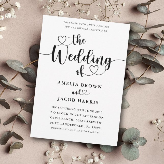 Invitation Mariage noir et blanc minimaliste moderne (Créateur téléchargé)