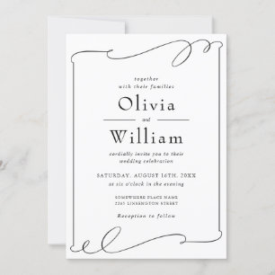 Invitation Mariage noir et blanc moderne