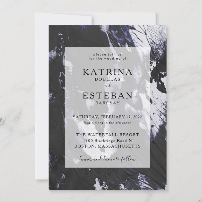 Invitation Mariage noir et blanc moderne (Devant)