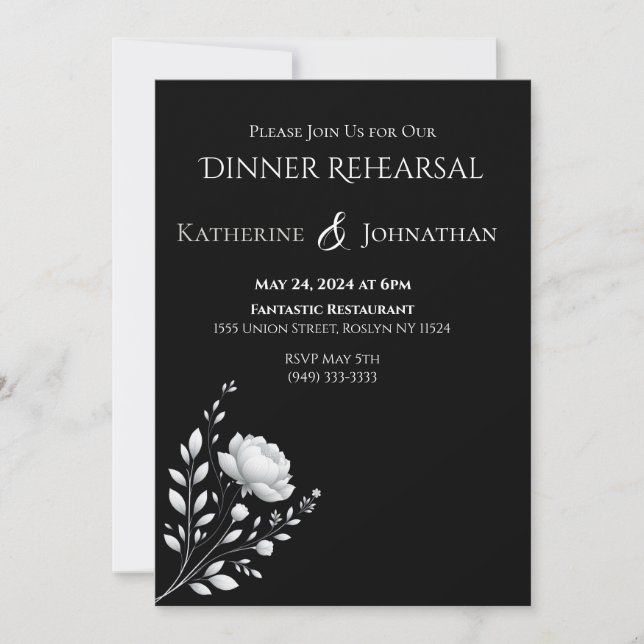 Invitation Mariage noir et blanc moderne (Devant)