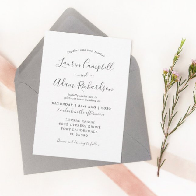 Invitation Mariage noir et blanc moderne (Créateur téléchargé)