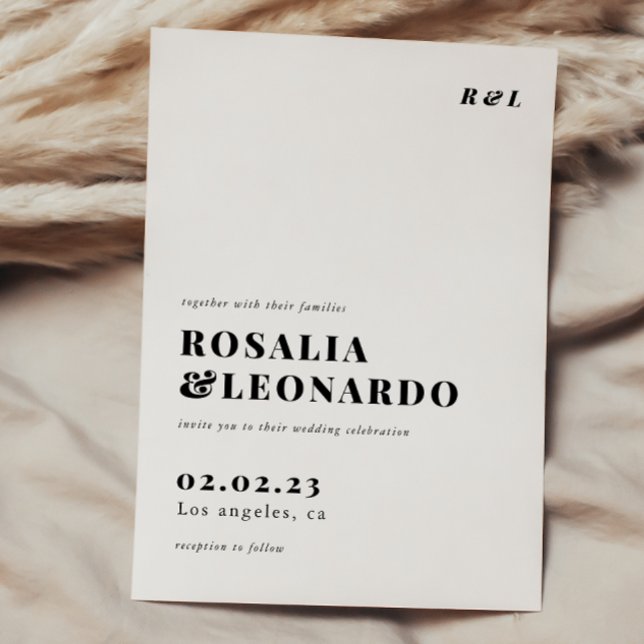 Invitation Mariage noir et blanc moderne (Créateur téléchargé)