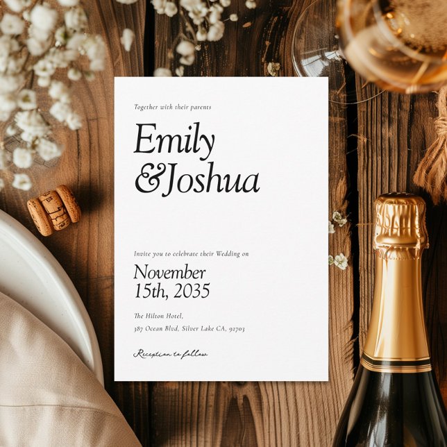 Invitation Mariage noir et blanc moderne (Créateur téléchargé)