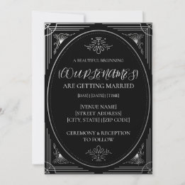 Invitation Mariage noir et blanc moderne personnalisé déco