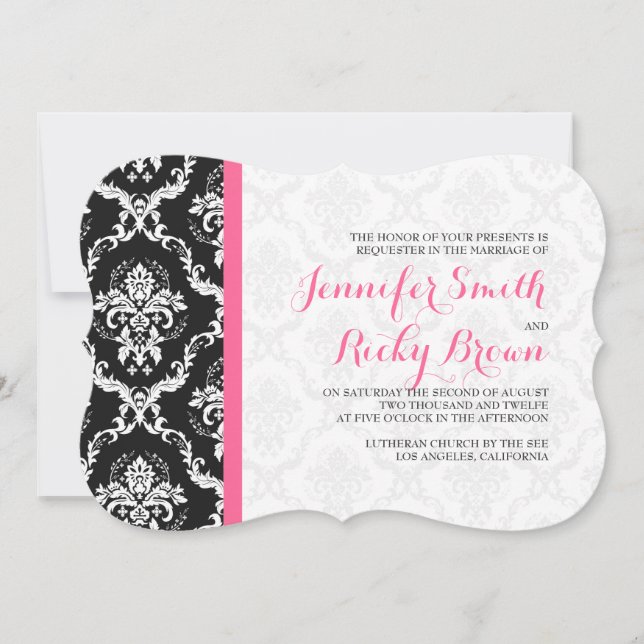 Invitation Mariage noir et blanc monogramme (Devant)