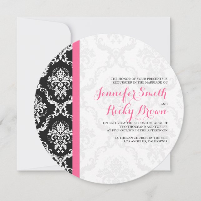 Invitation Mariage noir et blanc monogramme (Devant)