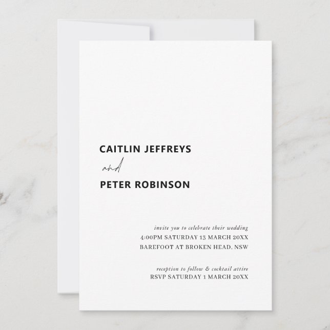 Invitation Mariage noir et blanc propre et moderne (Devant)