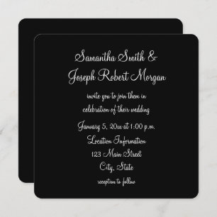 Invitation Mariage noir et blanc simple