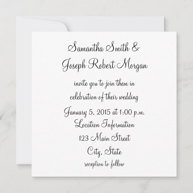 Invitation Mariage noir et blanc simple (Devant)