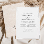 Invitation Mariage noir et blanc simple et élégant<br><div class="desc">Cet élégant Wedding Invitation comprend un texte de calligraphie de script de balayage associé à un serif élégant et moderne sans police en noir,  et un retour de couleur neutre (la couleur peut être édité) avec un motif d'art à ligne florale et un monogramme personnalisable. Éléments correspondants disponibles.</div>