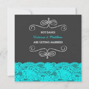 Invitation Mariage noir et bleu sarcelle