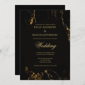 Invitation Mariage noir et or