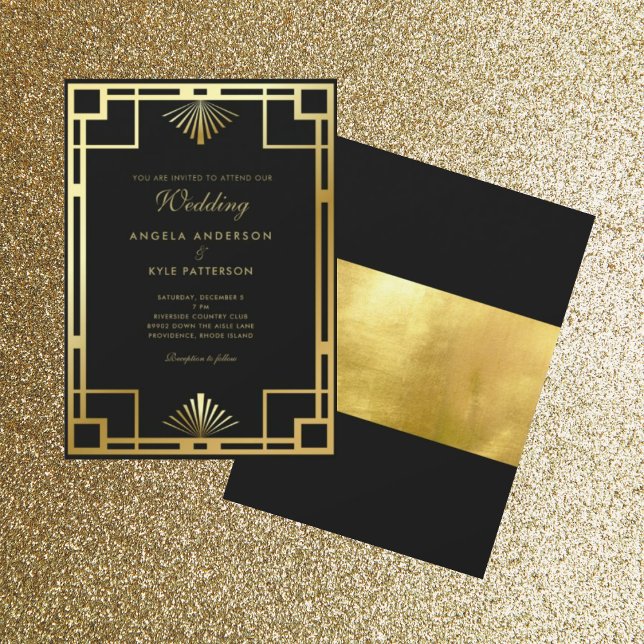 Invitation Mariage noir et or royal (Créateur téléchargé)