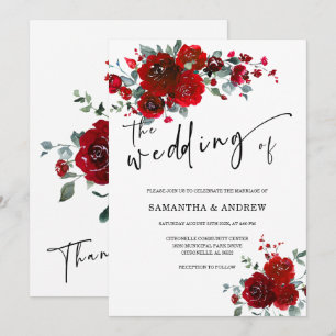 Invitation Mariage Noir et Rouge