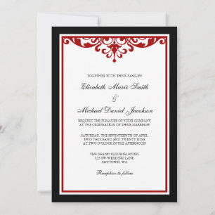 Invitation Mariage noir et rouge de Flourish