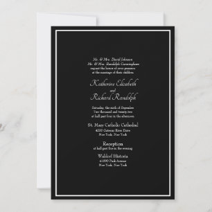 Invitation Mariage noir formel avec les deux parents mentionn