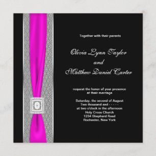 Invitation Mariage noir fuchsia rose noir