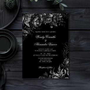 Invitation Mariage noir gothique classique