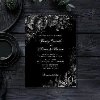 Invitation Mariage noir gothique classique