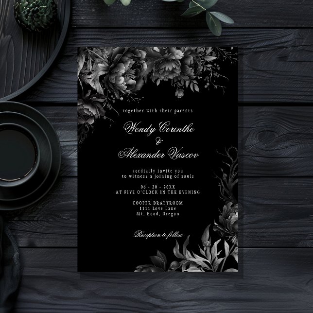 Invitation Mariage noir gothique classique (Créateur téléchargé)