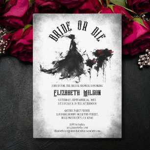 Invitation Mariage noir gothique robe mariée ou mort nuptiale