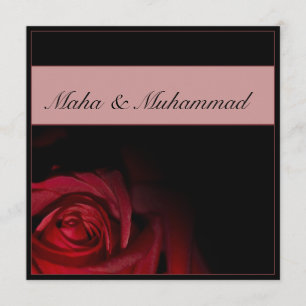 Invitation Mariage noir islamique/fiançailles de rose rouge