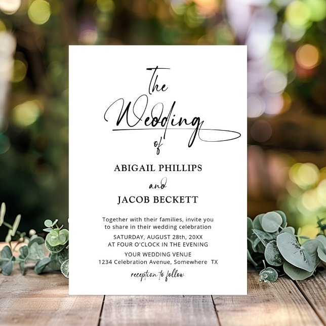 Invitation Mariage noir minimaliste élégant (Créateur téléchargé)