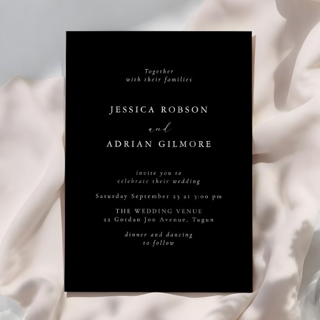 Invitation Mariage noir minimaliste moderne (Créateur téléchargé)
