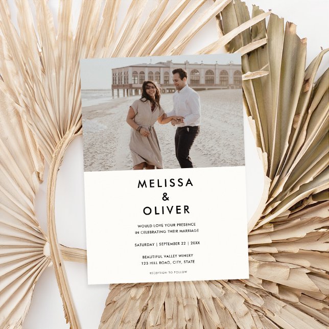 Invitation Mariage noir minimaliste moderne (Créateur téléchargé)