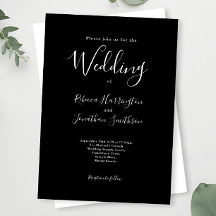Invitation Mariage noir moderne minimaliste