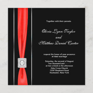 Invitation Mariage noir noir rouge moderne
