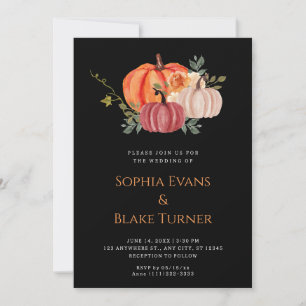 Invitation Mariage noir orange violet blanc Citrouille