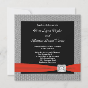 Invitation Mariage noir rouge noir