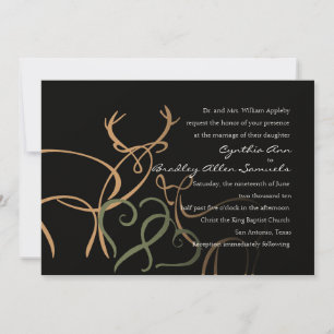 Invitation Mariage noir Tan vert Buck et Doe en amour