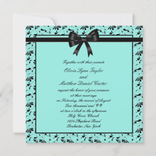 Invitation Mariage Noir Turquoise Bleu Tourbillon