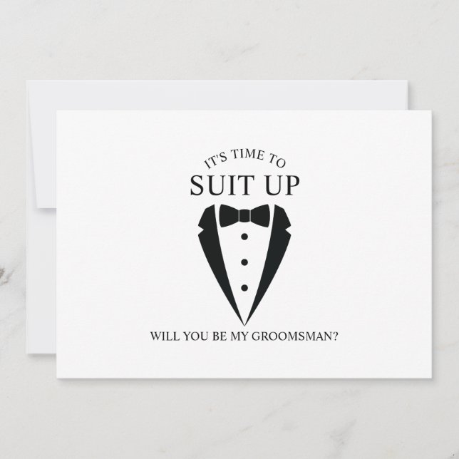 Invitation Mariage noir Tuxedo Suit Groomsman Proposition (Devant)