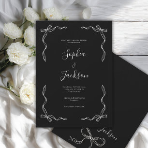 Invitation Mariage Noir Vintage Dessiné à la Main Français
