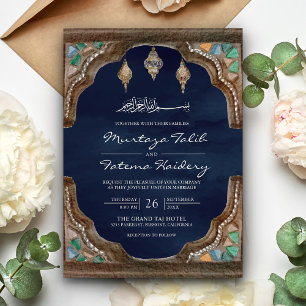 Invitation Mariage Nuit Bleue Islamique Musulman à Arche Dent