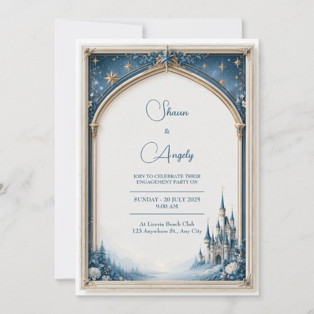 Invitation Mariage Nuit Céleste Gothique Arc de Château de la (Devant)