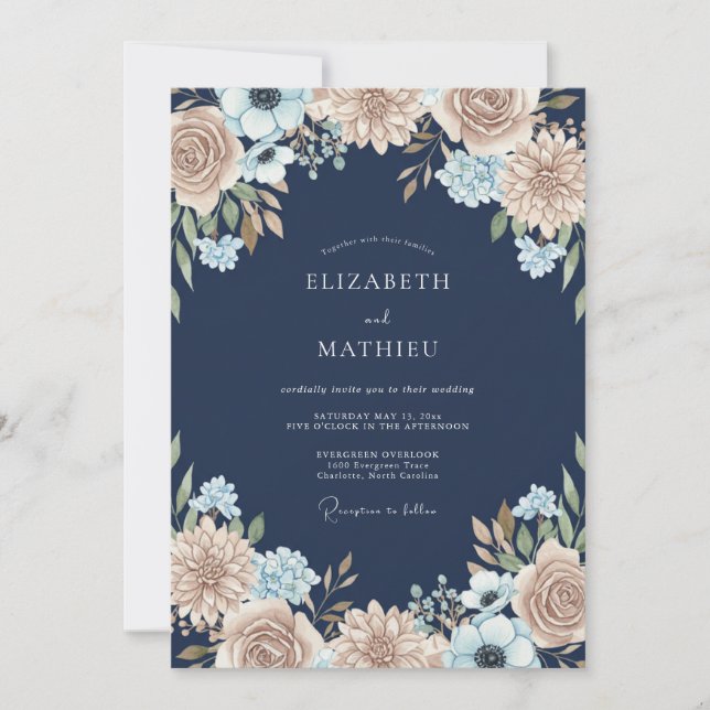 Invitation Mariage Nuit de Champagne Dahlia (Devant)