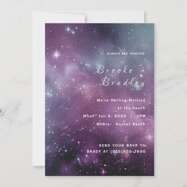 Invitation Mariage Nuit du Ciel Nébuleuse Galaxie (Devant)