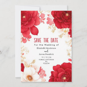 Invitation Mariage numérique rouge de Crimson d'aquarelle sim