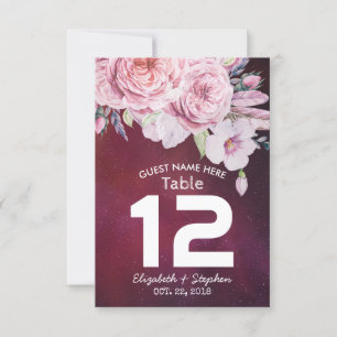 Invitation Mariage Numéro de tableau Plumes florales Lumières