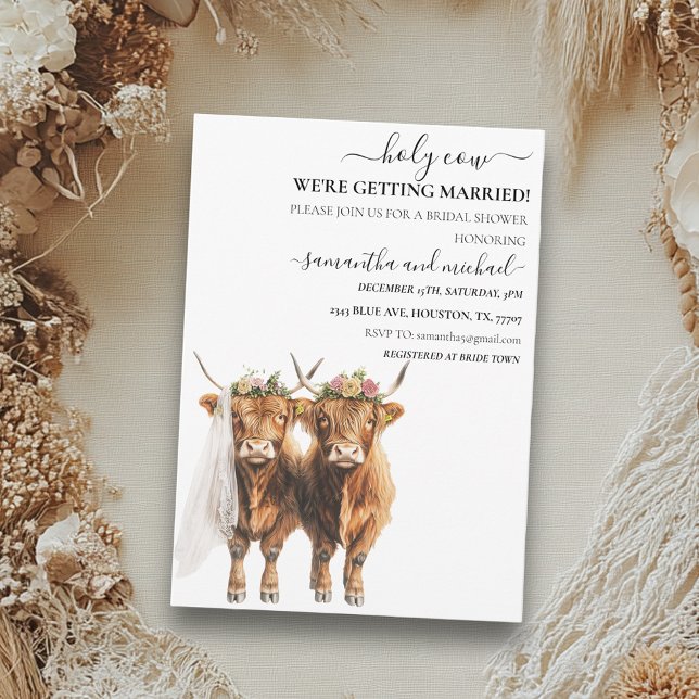 Invitation Mariage nuptial de Holy Cow Highland (Créateur téléchargé)
